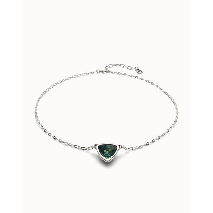 Unode50 Sterling Silver Pendant Chain Link Green Crystal Necklace - MococoUNOde50COL2009Necklace