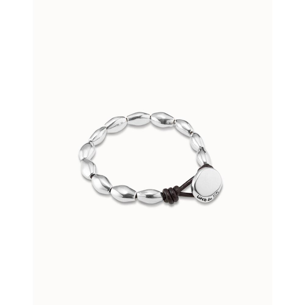 UNOde50 Sterling Silver - Plated And Leather Bracelet With Oval Accessory - MococoUNOde50PUL2326MARMTLBracelet