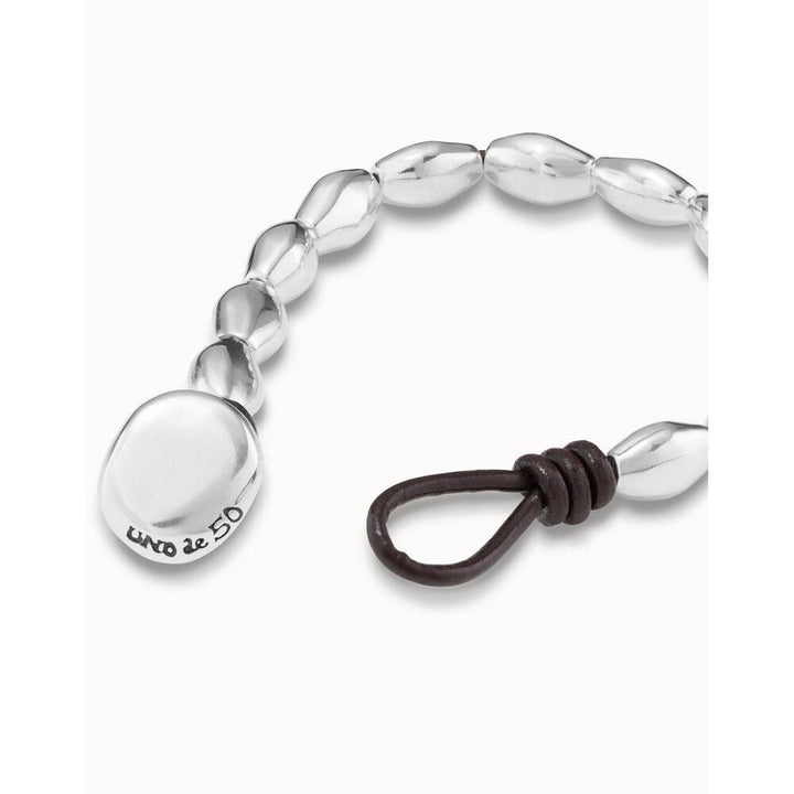 UNOde50 Sterling Silver - Plated And Leather Bracelet With Oval Accessory - MococoUNOde50PUL2326MARMTLBracelet