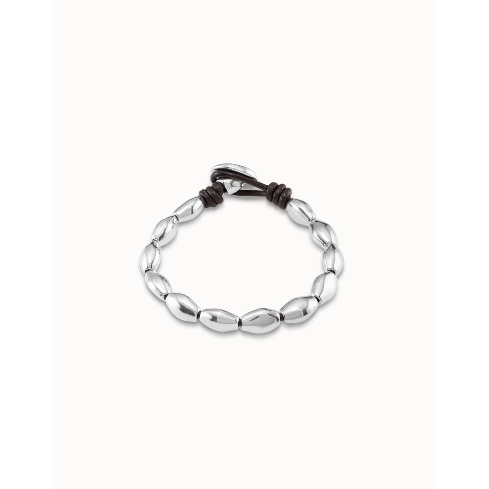 UNOde50 Sterling Silver - Plated And Leather Bracelet With Oval Accessory - MococoUNOde50PUL2326MARMTLBracelet