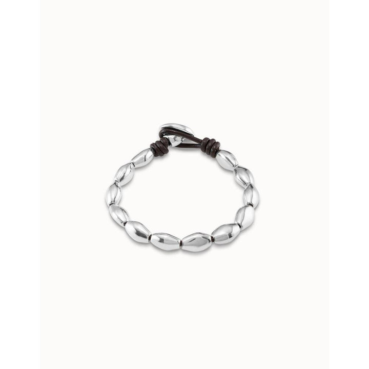 UNOde50 Sterling Silver - Plated And Leather Bracelet With Oval Accessory - MococoUNOde50PUL2326MARMTLBracelet
