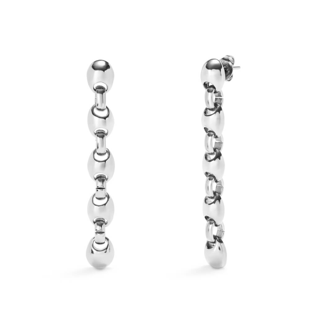 UNOde50 Sterling Silver - Plated Bead Shaped Links Long Earrings - MococoUNOde50PEN0991MTL0000UEarrings