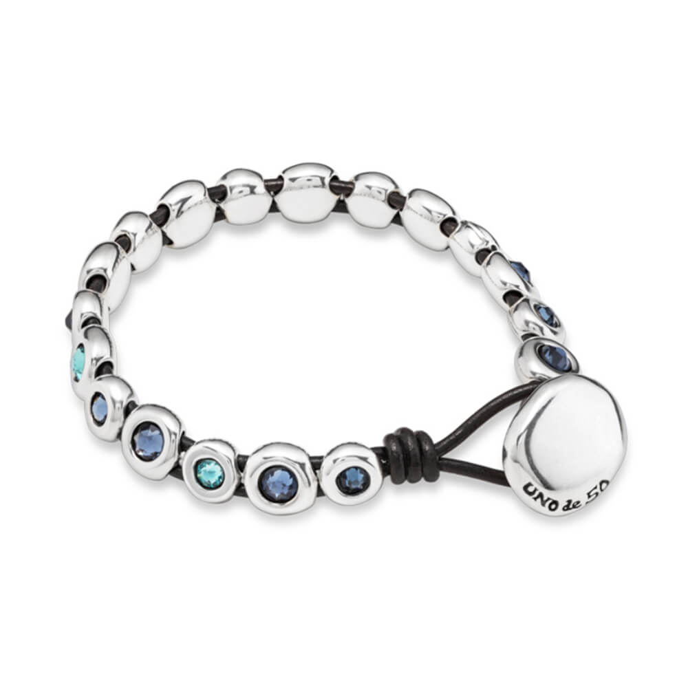 UNOde50 Sterling Silver - Plated Beaded Leather Bracelet - MococoUNOde50PUL2038AZUMTL0MBracelets