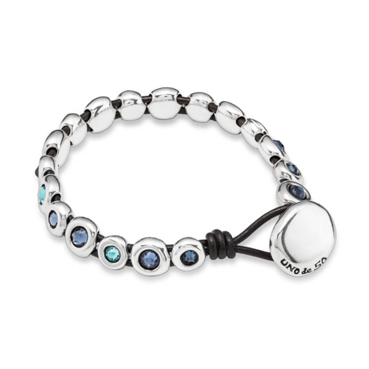 UNOde50 Sterling Silver - Plated Beaded Leather Bracelet - MococoUNOde50PUL2038AZUMTL0MBracelets