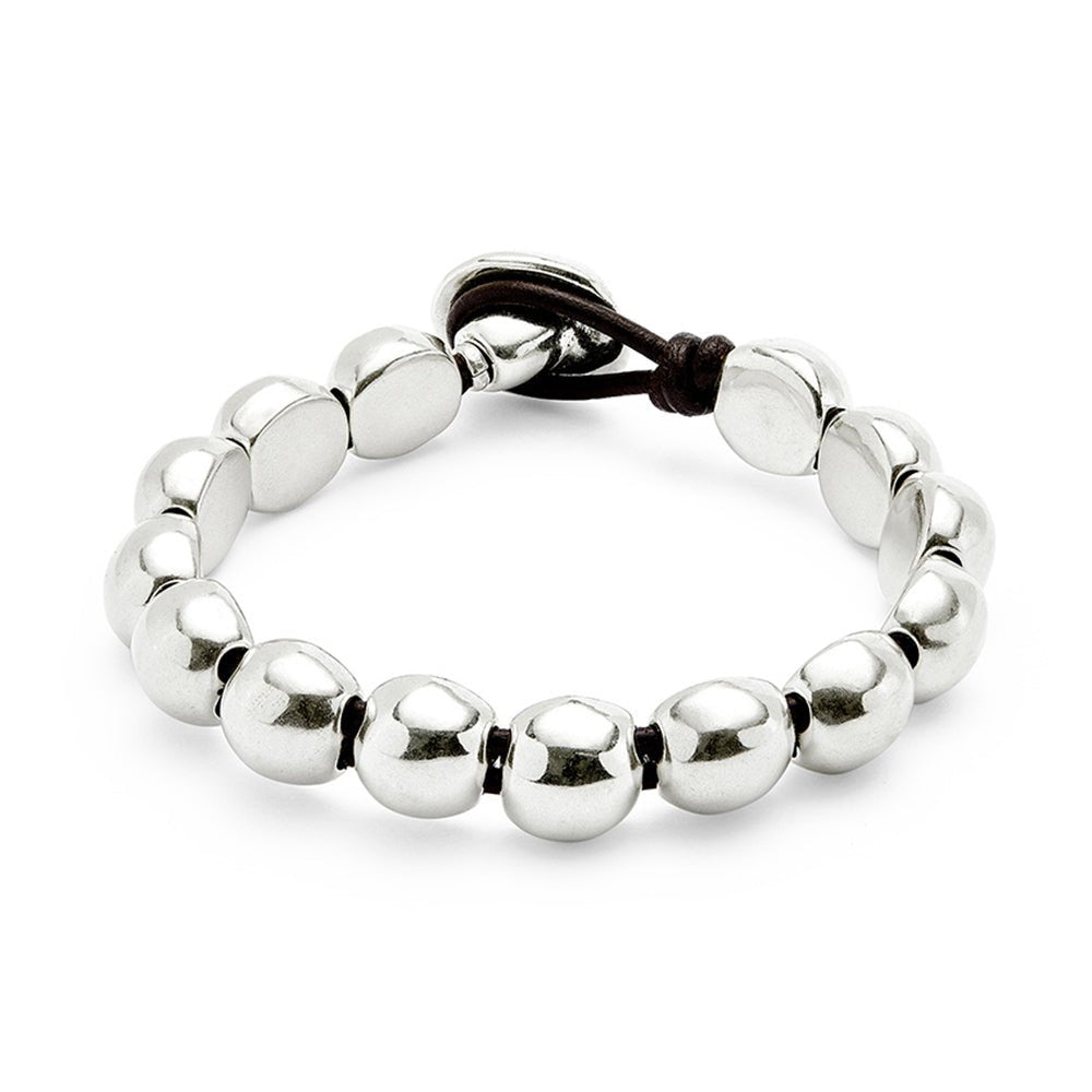 Unode50 Sterling Silver - Plated Beaded Leather Bracelet - MococoUNOde50PUL2519MTL0000MBracelets