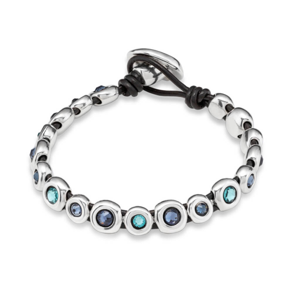 UNOde50 Sterling Silver - Plated Beaded Leather Bracelet - MococoUNOde50PUL2038AZUMTL0MBracelets