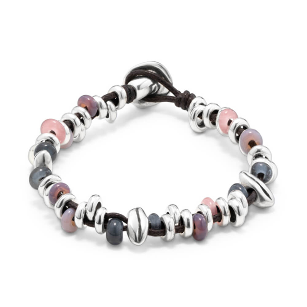 UNOde50 Sterling Silver - Plated Beaded Leather Bracelet - MococoUNOde50PUL1615MCLMTL0SBracelets
