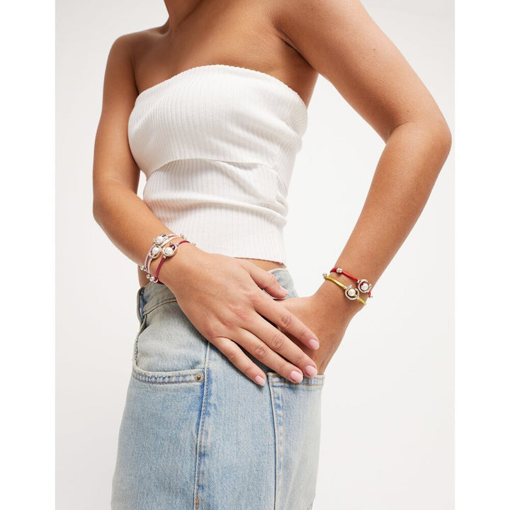 UNOde50 Sterling Silver - Plated Blackish Thread Bracelet With Shell Pearl Accessory - MococoUNOde50PUL2505AZUMTL - S/BLUBracelet