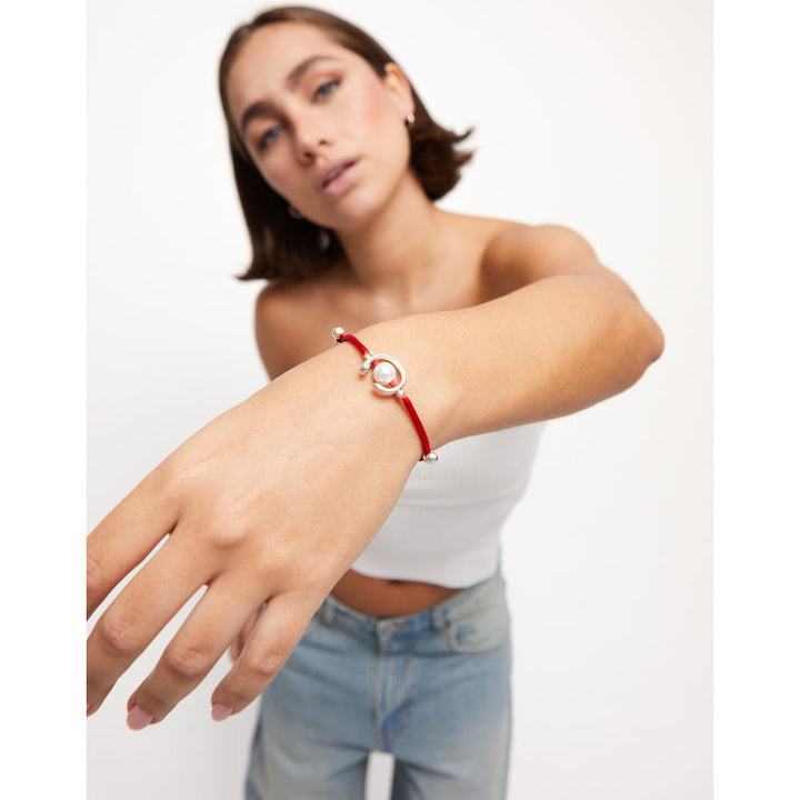 UNOde50 Sterling Silver - Plated Blackish Thread Bracelet With Shell Pearl Accessory - MococoUNOde50PUL2505AZUMTL - S/REDBracelet