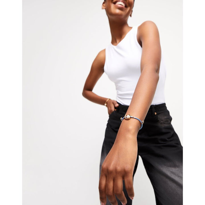 UNOde50 Sterling Silver - Plated Blackish Thread Bracelet With Shell Pearl Accessory - MococoUNOde50PUL2505AZUMTL - S/BLUBracelet