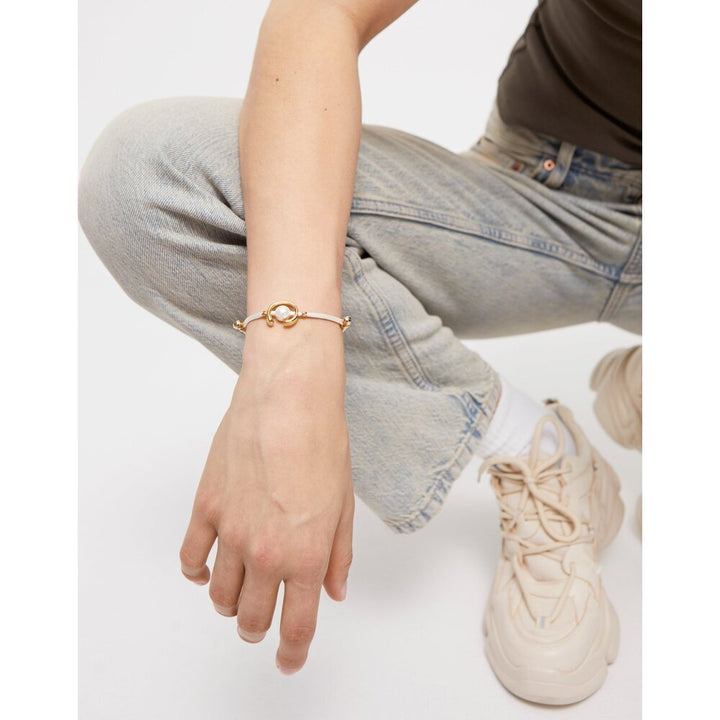 UNOde50 Sterling Silver - Plated Blackish Thread Bracelet With Shell Pearl Accessory - MococoUNOde50PUL2505AZUMTL - S/BLUBracelet