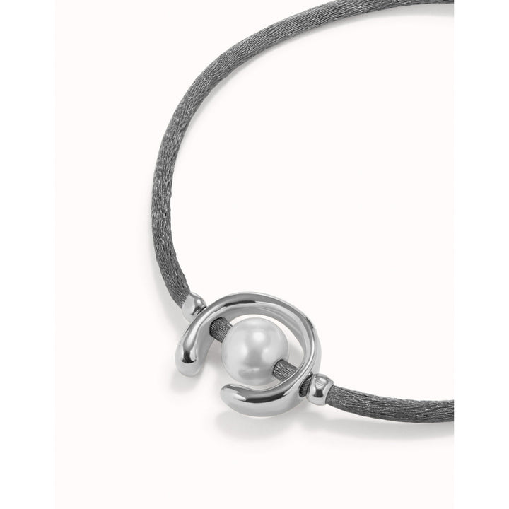 UNOde50 Sterling Silver - Plated Blackish Thread Bracelet With Shell Pearl Accessory - MococoUNOde50PUL2505AZUMTL - S/GRYBracelet