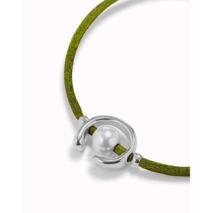 UNOde50 Sterling Silver - Plated Blackish Thread Bracelet With Shell Pearl Accessory - MococoUNOde50PUL2505AZUMTL - S/OGBracelet