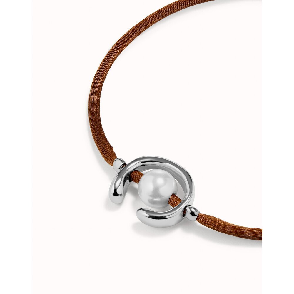 UNOde50 Sterling Silver - Plated Blackish Thread Bracelet With Shell Pearl Accessory - MococoUNOde50PUL2505AZUMTL - S/BLUBracelet