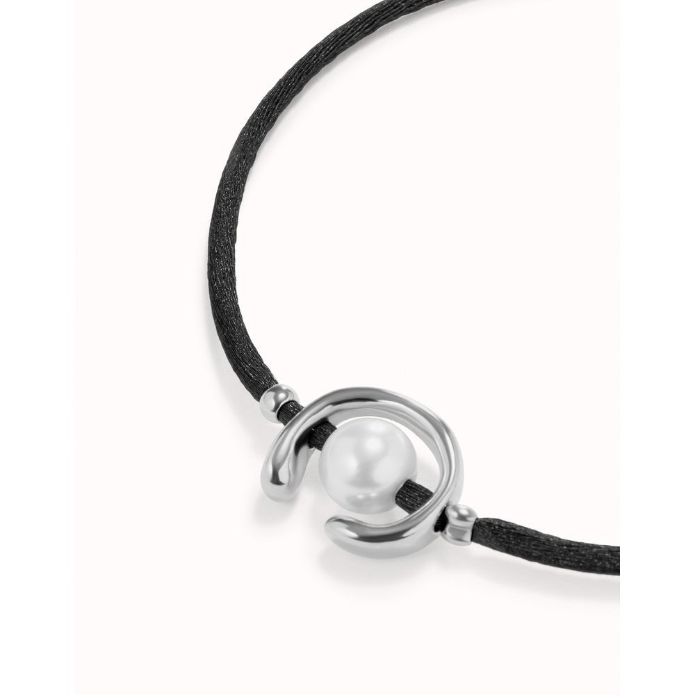 UNOde50 Sterling Silver - Plated Blackish Thread Bracelet With Shell Pearl Accessory - MococoUNOde50PUL2505AZUMTL - S/BLUBracelet