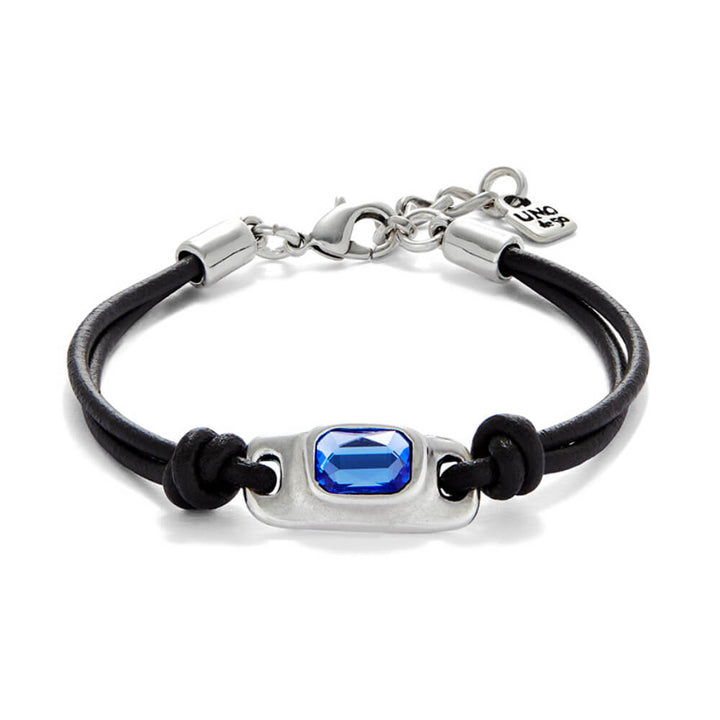 UNOde50 Sterling Silver - Plated Blue Crystal Leather Bracelet - MococoUNOde50PUL2480AZUMTL0MBracelets
