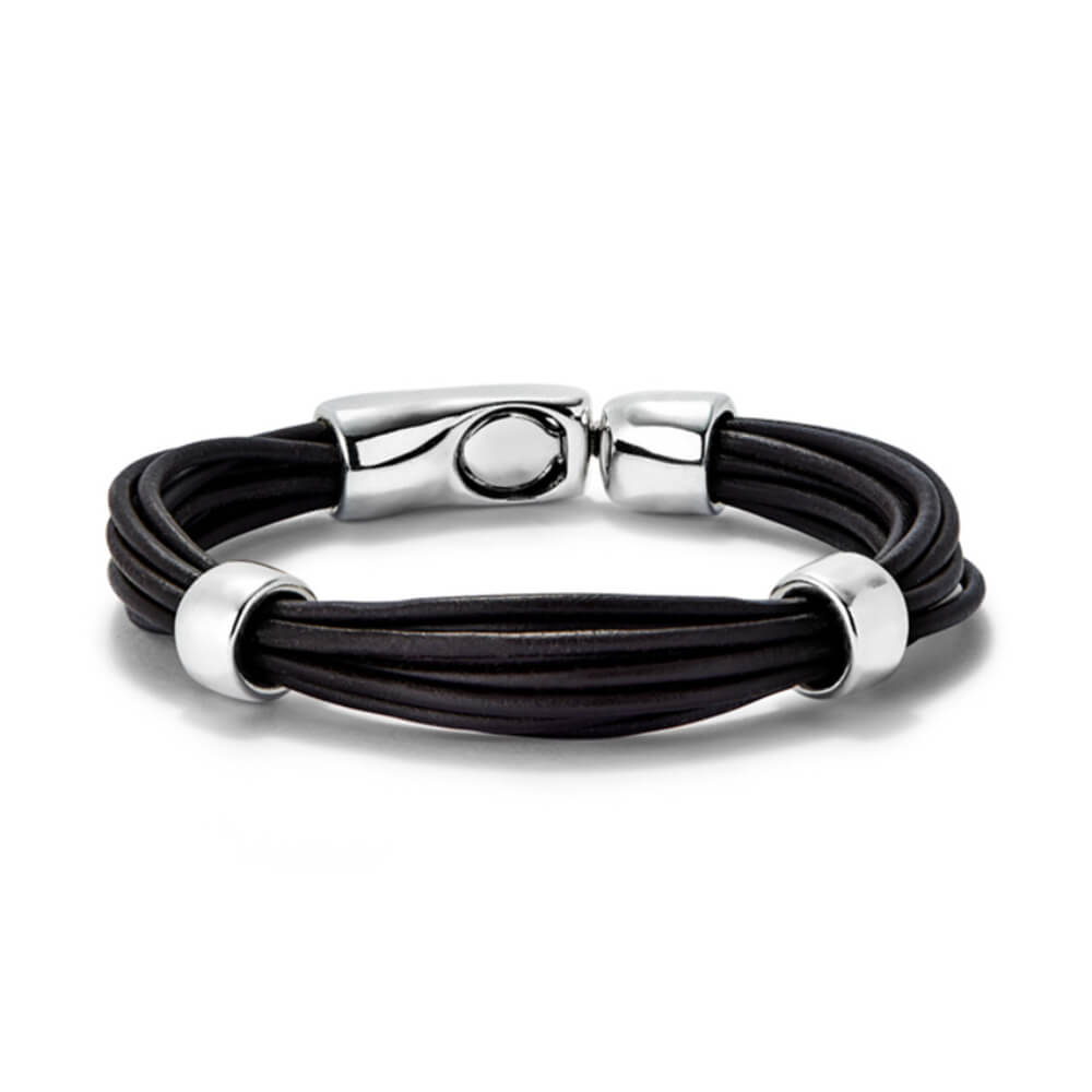 UNOde50 Sterling Silver - Plated Circles Leather Bracelet - MococoUNOde50PUL2458MARMTL0LBracelets