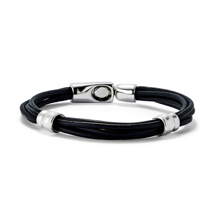 UNOde50 Sterling Silver - Plated Circles Leather Bracelet - MococoUNOde50PUL2492NGRMTL0LBracelets