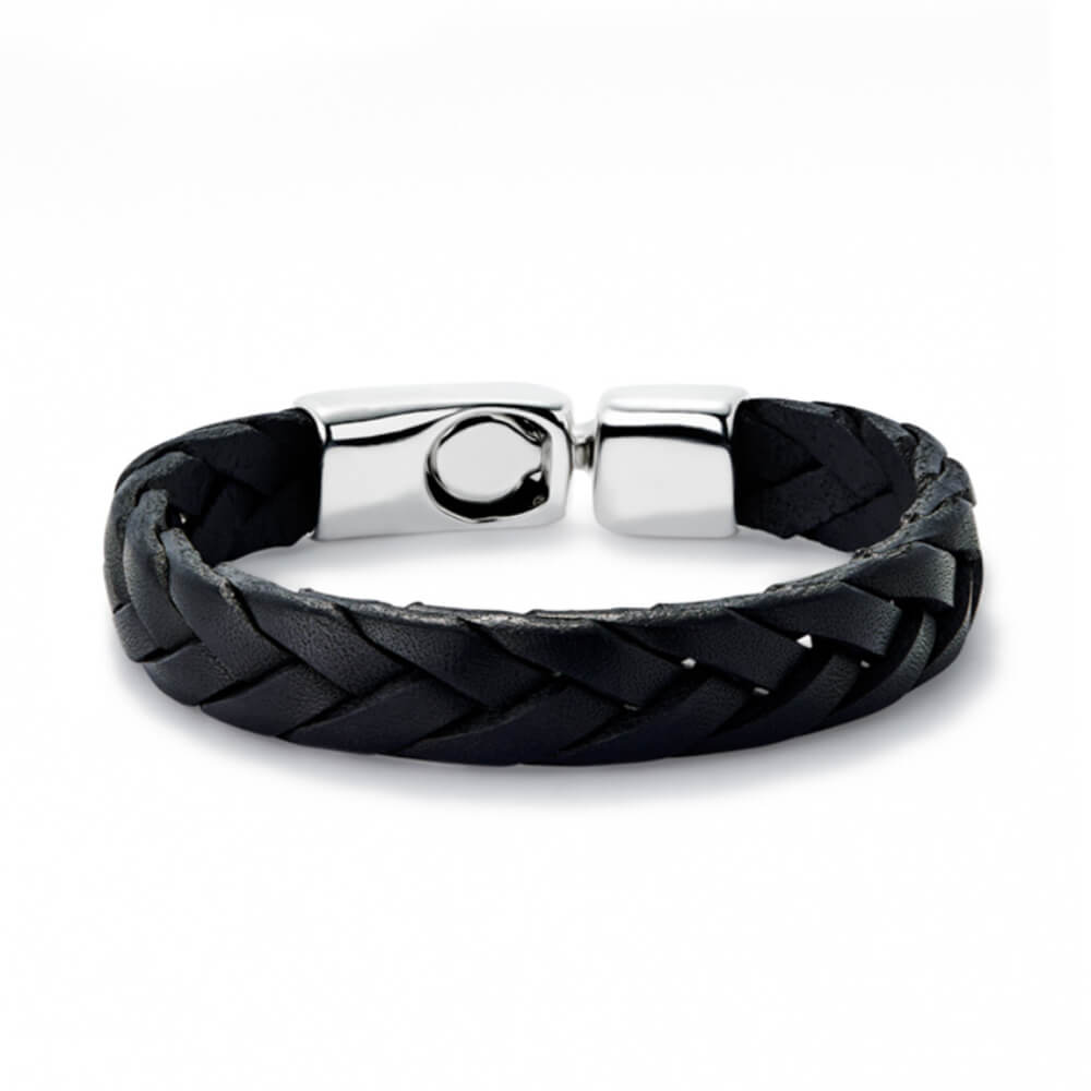 UNOde50 Sterling Silver - Plated Clasp Leather Braided Bracelet - MococoUNOde50PUL2455MARMTL0LBracelets