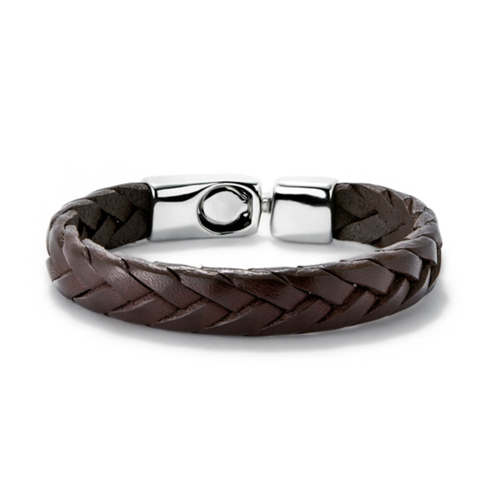 UNOde50 Sterling Silver - Plated Clasp Leather Braided Bracelet - MococoUNOde50PUL2455MARMTL0LBracelets