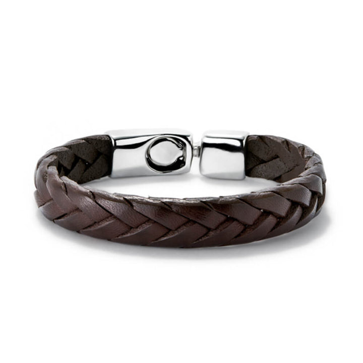 UNOde50 Sterling Silver - Plated Clasp Leather Braided Bracelet - MococoUNOde50PUL2455MARMTL0LBracelets
