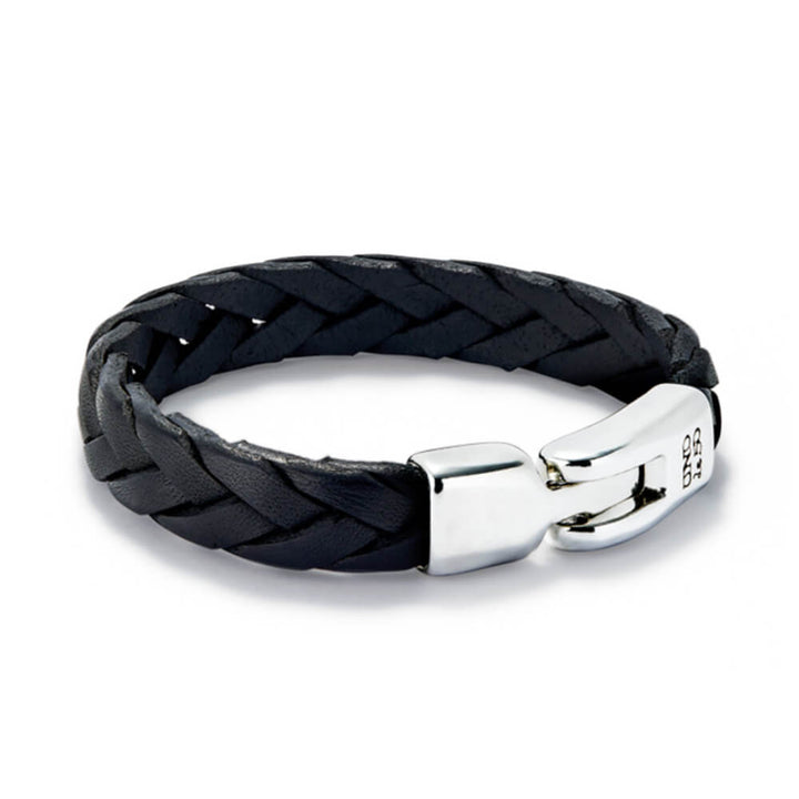UNOde50 Sterling Silver - Plated Clasp Leather Braided Bracelet - MococoUNOde50PUL2455MARMTL0LBracelets