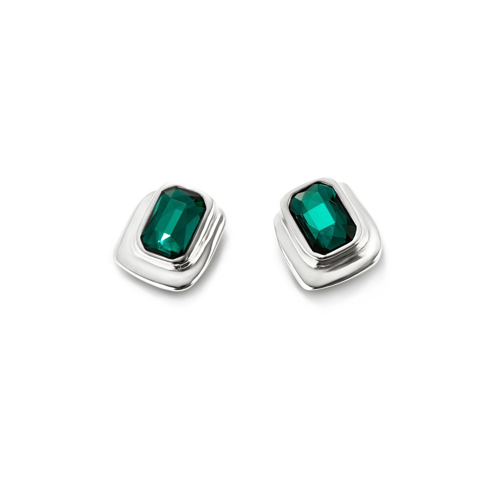 UNOde50 Sterling Silver - Plated Crystal Rectangular Earrings - MococoUNOde50Earrings