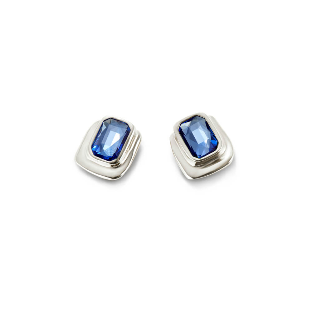 UNOde50 Sterling Silver - Plated Crystal Rectangular Earrings - MococoUNOde50Earrings