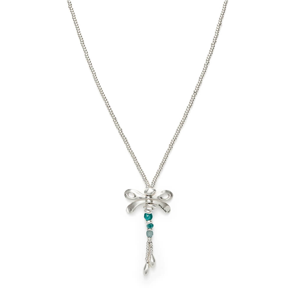 UNOde50 Sterling Silver - Plated Dragonfly and Green Handcrafted Crystals Long Necklace - MococoUNOde50COL1963VRDMTL0UNecklaces