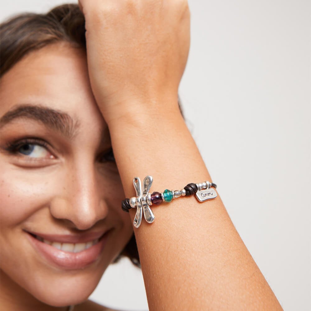 UNOde50 Sterling Silver - Plated Dragonfly Leather Bracelet - MococoUNOde50PUL2478MCLMTL0MBracelets