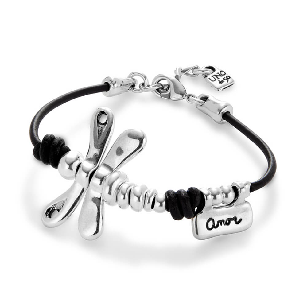 UNOde50 Sterling Silver - Plated Dragonfly Leather Bracelet - MococoUNOde50PUL2479MARMTL0MBracelets