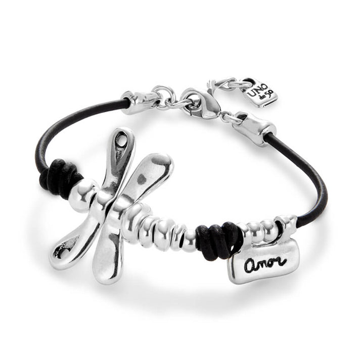 UNOde50 Sterling Silver - Plated Dragonfly Leather Bracelet - MococoUNOde50PUL2479MARMTL0MBracelets