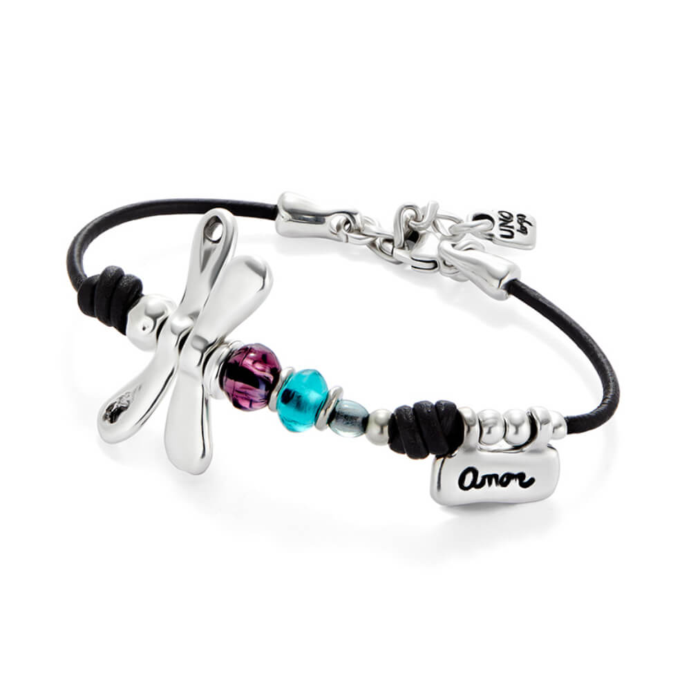 UNOde50 Sterling Silver - Plated Dragonfly Leather Bracelet - MococoUNOde50PUL2478MCLMTL0MBracelets