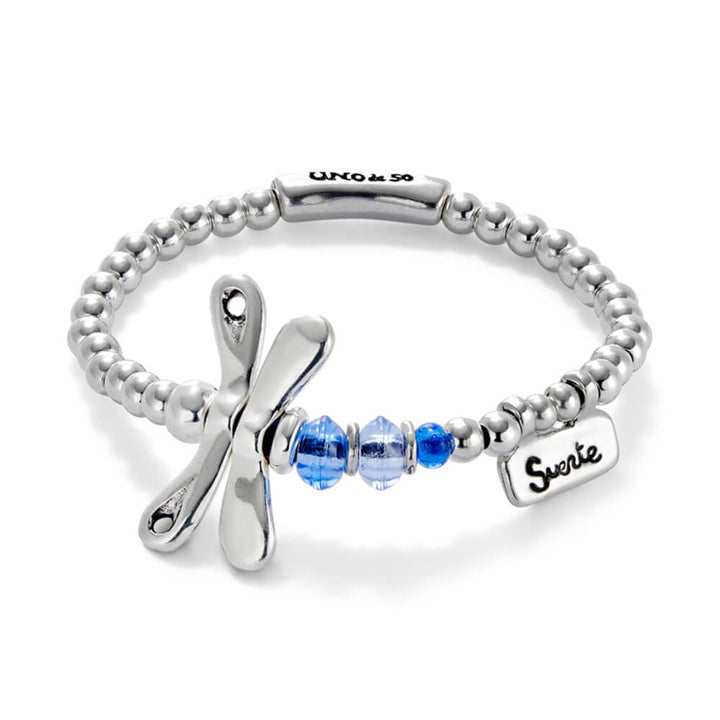 UNOde50 Sterling Silver Plated Dragonfly with Blue Crystals Elastic Bracelet - MococoUNOde50PUL2475AZUMTL0MBracelets