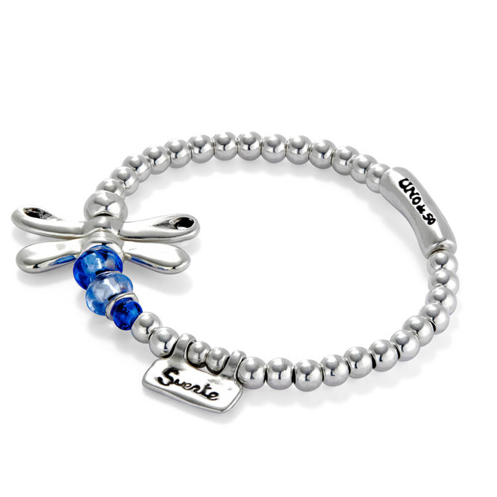 UNOde50 Sterling Silver Plated Dragonfly with Blue Crystals Elastic Bracelet - MococoUNOde50PUL2475AZUMTL0MBracelets