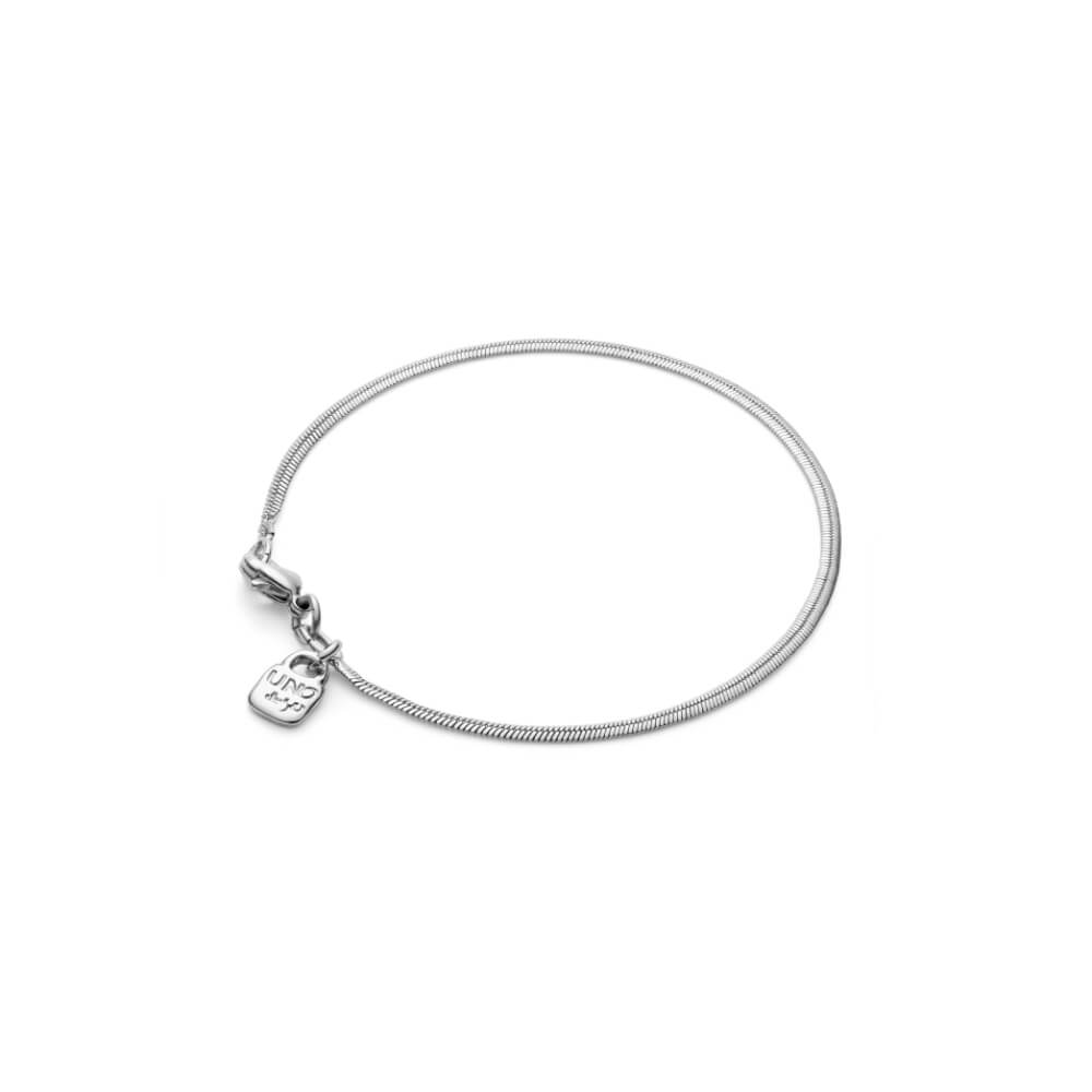 UNOde50 Sterling Silver-Plated Flat Snake Chain Bracelet image 1