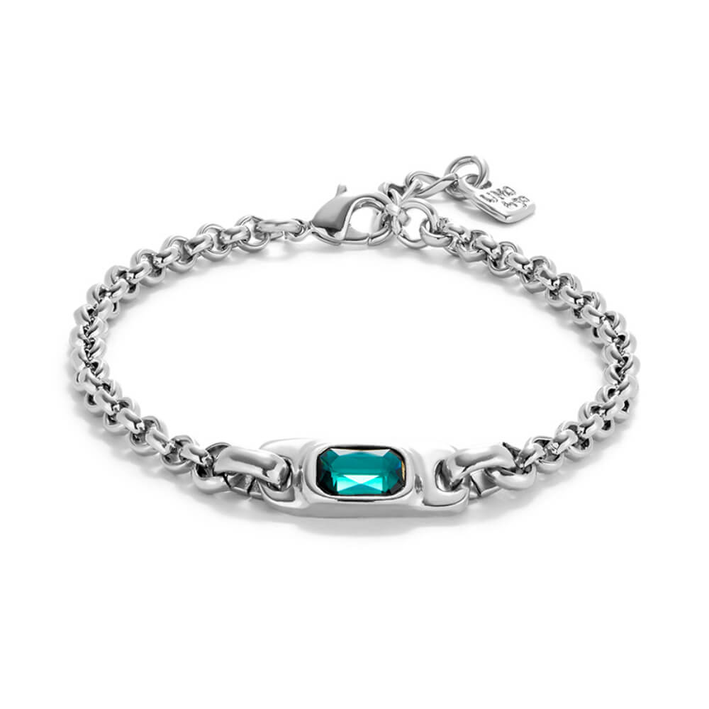 UNOde50 Sterling Silver - Plated Green Crystal Chain Bracelet - MococoUNOde50Bracelets