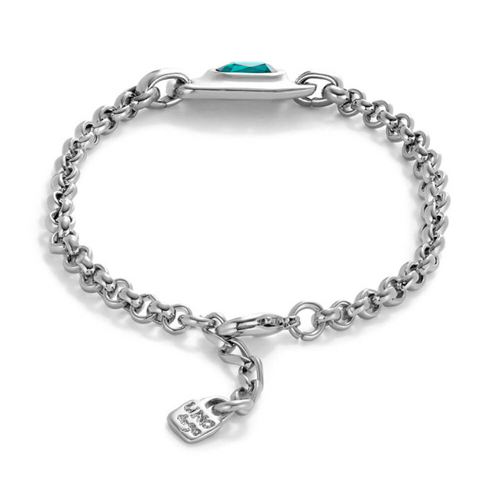 UNOde50 Sterling Silver - Plated Green Crystal Chain Bracelet - MococoUNOde50Bracelets