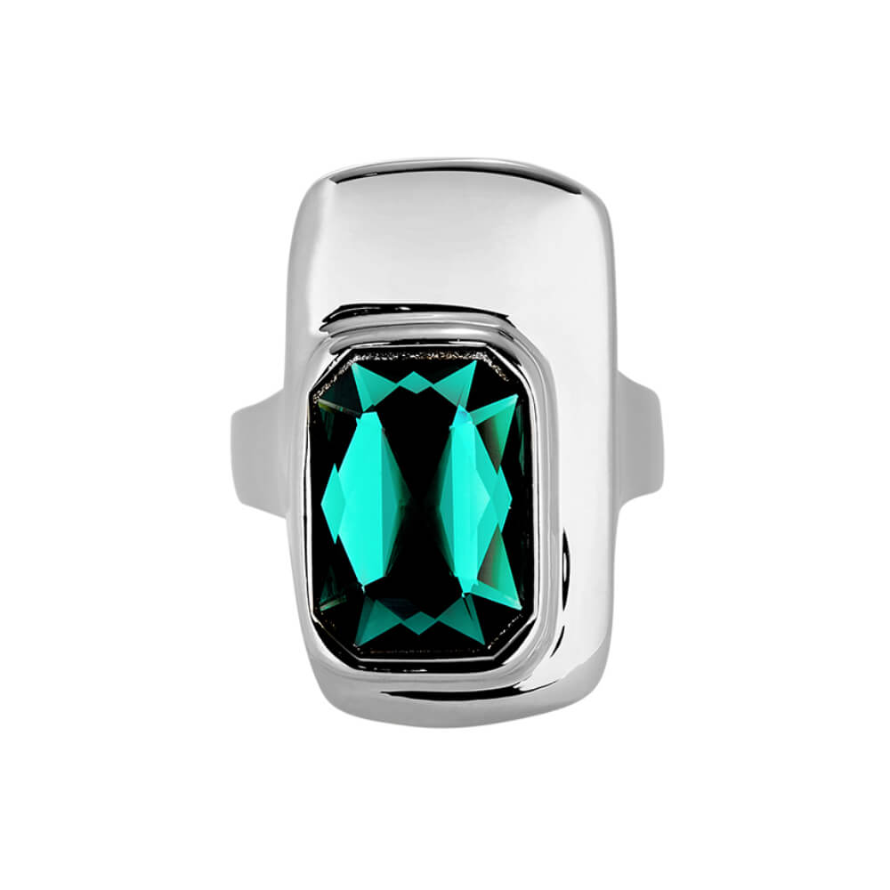 UNOde50 Sterling Silver - Plated Green Crystal Ring - MococoUNOde50ANI0829VRDMTL12Rings
