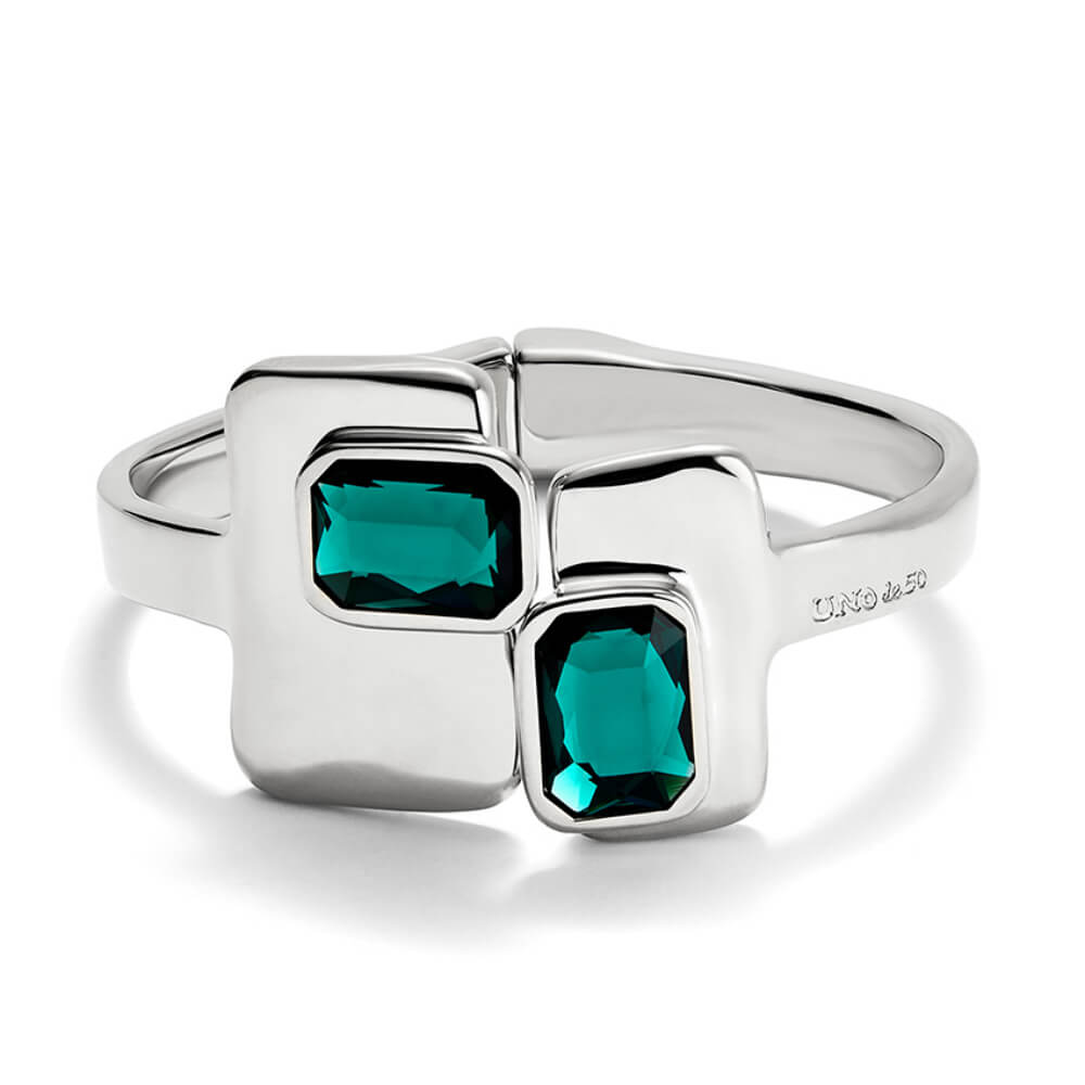 UNOde50 Sterling Silver - Plated Green Crystals Bangle Bracelet - MococoUNOde50PUL2486VRDMTL0MBracelets