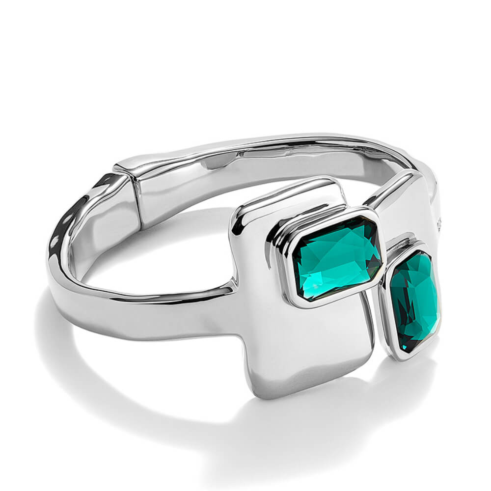 UNOde50 Sterling Silver - Plated Green Crystals Bangle Bracelet - MococoUNOde50PUL2486VRDMTL0MBracelets