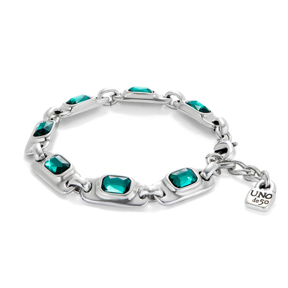 UNOde50 Sterling Silver - Plated Green Crystals Bracelet - MococoUNOde50Bracelets
