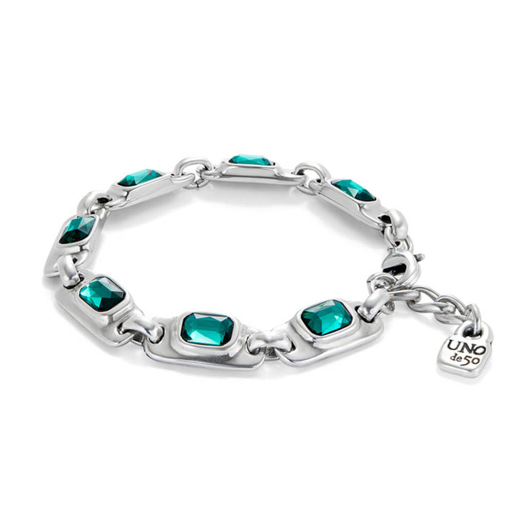 UNOde50 Sterling Silver - Plated Green Crystals Bracelet - MococoUNOde50Bracelets