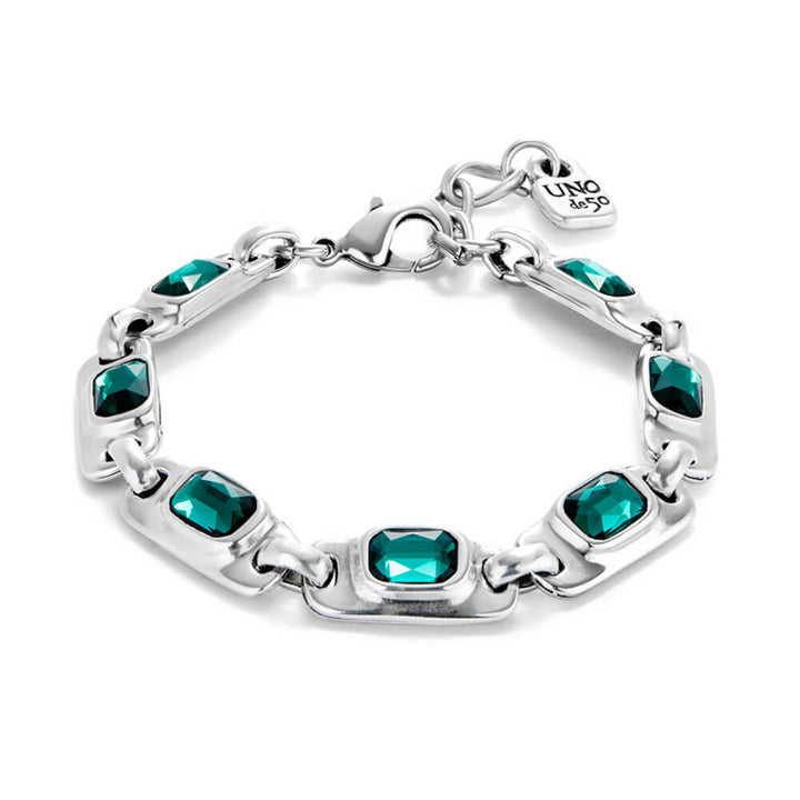 UNOde50 Sterling Silver - Plated Green Crystals Bracelet - MococoUNOde50Bracelets