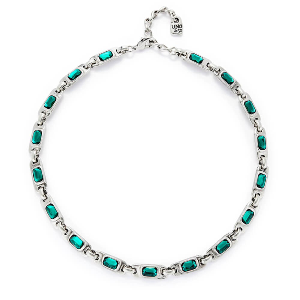 UNOde50 Sterling Silver - Plated Green Crystals Necklace - MococoUNOde50COL1955VRDMTL0UNecklaces
