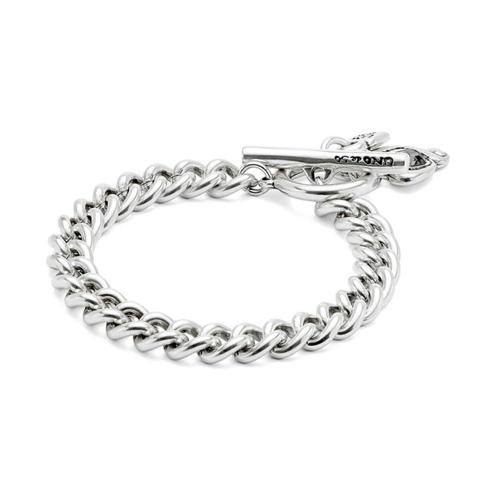 UNOde50 Sterling Silver - Plated Heart and Black Crystal Chain Bracelet - MococoUNOde50PUL2526NGRMTL0MBracelets