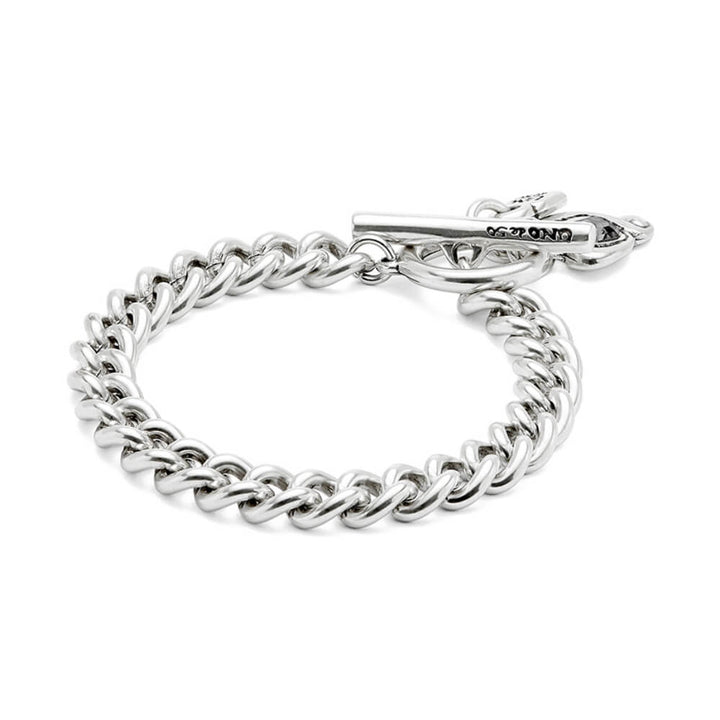 UNOde50 Sterling Silver - Plated Heart and Black Crystal Chain Bracelet - MococoUNOde50PUL2526NGRMTL0MBracelets