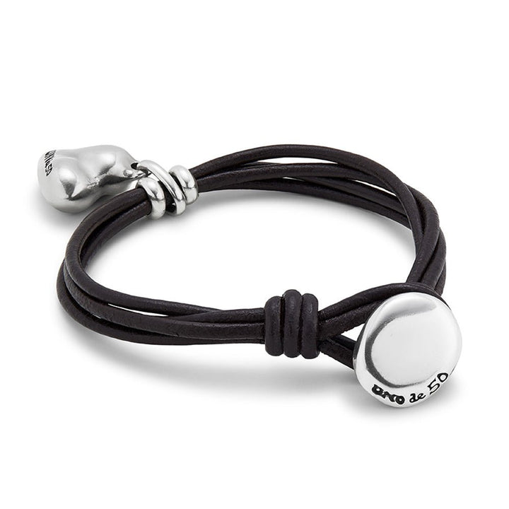 UNOde50 Sterling Silver - Plated Heart Charm Leather Bracelet - MococoUNOde50PUL2403MARMTL0MBracelets