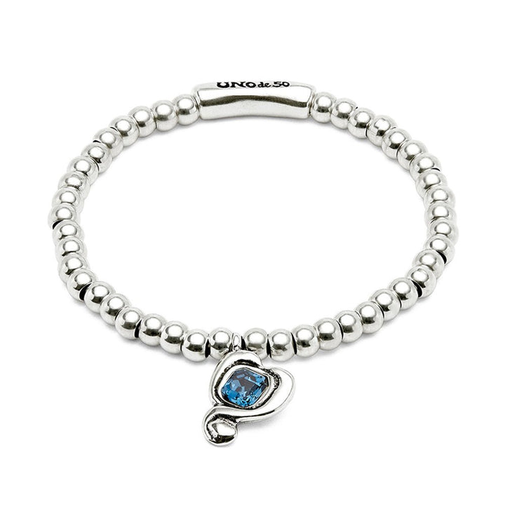Unode50 Sterling Silver - Plated Heart Crystal Bracelet - MococoUNOde50PUL2514AZOMTL0MBracelets