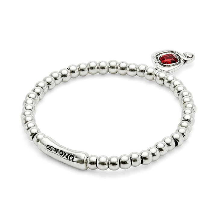 Unode50 Sterling Silver - Plated Heart Crystal Bracelet - MococoUNOde50PUL2514VRDMTL0MBracelets